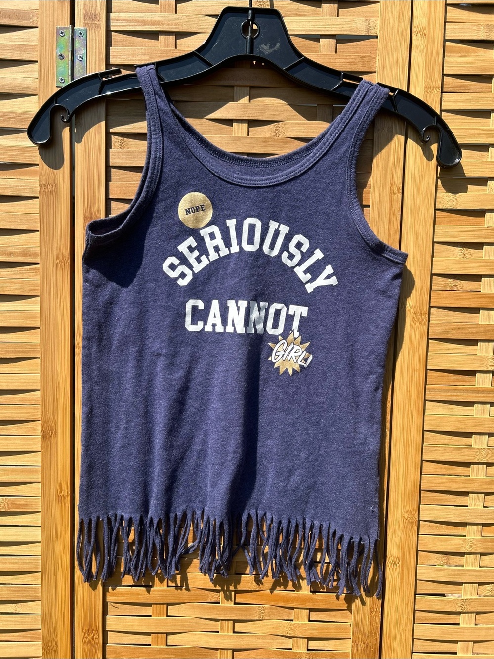 🔥3/$8- Place Girls Navy Fringe Tank Top with Graphic